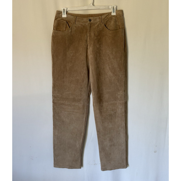 Chicos Design Pants Trousers 2.5 34x30 Tan Leather Straight High Rise - Picture 1 of 14